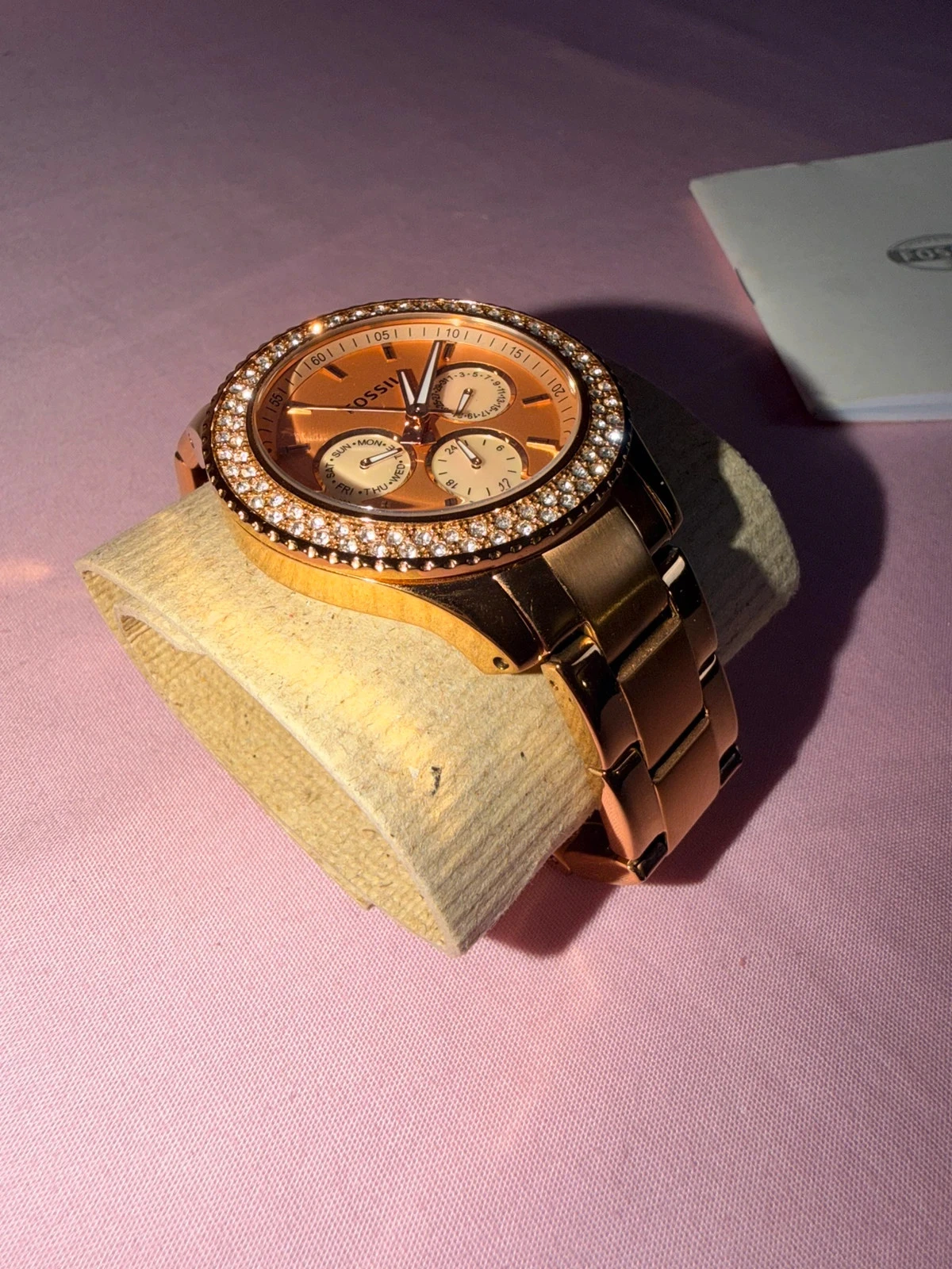 Fossil dameshorloge roze goud Strass Doos + schakels – photo 11